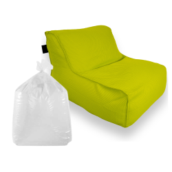Soo Santaï Set Daddy Cool fauteuil XL + polystyrène 100 x 90 x 70cm intérieur & extérieur, déhoussable et résistant aux UV, Vert