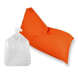 Soo Santaï Set Lazy Bro fauteuil poire + polystyrène 140 x 120 x 90cm intérieur & extérieur, déhoussable et résistant aux UV, Orange