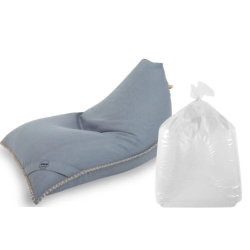 Soo Santaï Set Lazy Bro Indoor fauteuil poire + polystyrène 140 x 120 x 90cm intérieur déhoussable, avec poignées, Gris