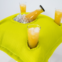  Set Pool Party coussin bar + polystyrène 75x75x25cm, bar flottant, 4 trous verre et 1 trou bouteille, résistant aux UV, Orange