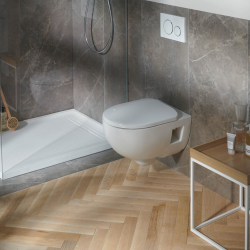  Selnova Cuvette suspendue sans bride en céramique blanche avec abattant de WC SoftClose en Duroplast, blanc (WC-Selnova)