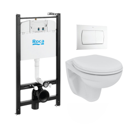 Roca Pack Bâti-support ROCA ACTIVE + WC suspendu Porcher sans bride + plaque de commande blanche (RocaActivePorcher-1)
