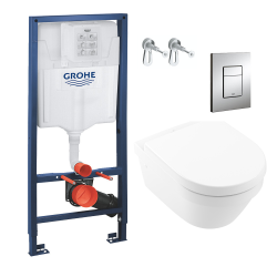 Grohe Pack WC Bâti Rapid SL + Cuvette Villeroy&Boch Architectura sans bride fixations invisibles (Architectura2Perfect-1)