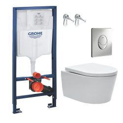 Grohe Perfect Pack WC Rapid SL + cuvette sans bride SAT, fixations cachées + plaque chrome (SatRimlessPerfect)