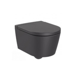 Pack WC bâti-support extra-plat + WC Inspira compacte sans bride + Abattant softclose + Plaque noire chrome (SLIM-Inspira-D)