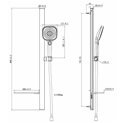  Set de douche 3 jets, noir mat (SATSS31C)