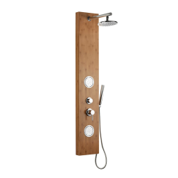 Siko Bamboo Shower Colonne de douche hydromassante murale en bambou avec douche de tête et douchette à main (BAMBOOSHOWER)