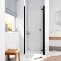 Swiss Aqua Technologies SK Porte de douche 80x196cm pliante anticalcaire avec profilé noir mat (SATSK80C)