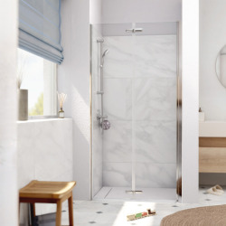 Swiss Aqua Technologies SK Porte de douche 100x196cm pliante anticalcaire avec profilé chrome brillant (SATSK100)