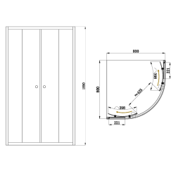  Project Cabine de douche 80x80 cm en quart de cercle avec 2 parois fixes et 1 porte, chrome brillant (SIKOMUS80CRT)