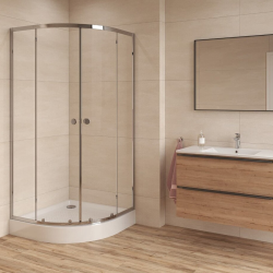 Project Cabine de douche 80x80 cm en quart de cercle avec 2 parois fixes et 1 porte, chrome brillant (SIKOMUS80CRT)