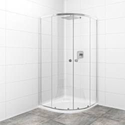 Project Cabine de douche 80x80 cm en quart de cercle avec 2 parois fixes et 1 porte, chrome brillant (SIKOMUS80CRT)