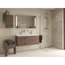  Walk-in 100x200cm paroi en verre Crystal Glass® 8 mm  anticalcaire, avec bras et profilés chrome brillant (SATBWI100PR)