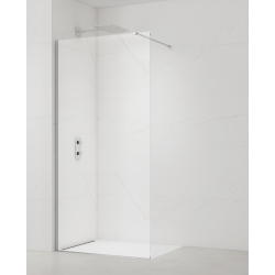 Walk-in 140x200cm Paroi en verre Crystal Glass® 8 mm anticalcaire, avec bras et profilés chrome brillant (SATBWI140PR)