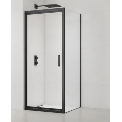  TEX-C ensemble porte compact/paroi 100x80cm anticalcaire avec profilés noir mat (SATTEXC100S80C)