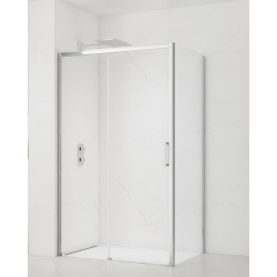  TEX BB ensemble porte coulissante/paroi 110x80cm anticalcaire avec profilés chrome brillant (TEXDBB110S80-SET)