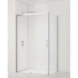  TEX BB ensemble porte coulissante/paroi 140x80cm anticalcaire avec profilés chrome brillant (TEXDBB140S80-SET)