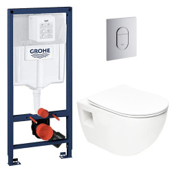 Grohe Pack Rapid sl+ plaque arena chrome+ Fixations murales + set d'isolation phonique + WC suspendu (ArenaProject)