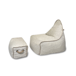  Set Buddy's Rest Sunproof fauteuil poire avec repose pieds + polystyrène intérieur & extérieur, résistant au soleil, Beige
