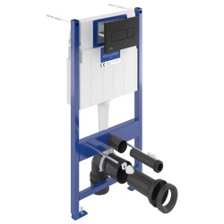  Pack WC Bâti-support sol mur Villeroy & Boch + WC sans bride Grohe Bau Ceramic + Abattant SoftClose + Plaque noire (VCNBAU4)