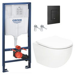 Grohe Pack WC Bâti-support Rapid SL + WC SAT Tornado sans bride + Abattant SoftClose + Plaque noire matte (RSLTORNADOKF0)