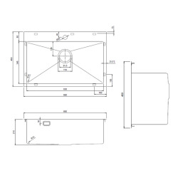  Timeless Évier de cuisine encastrable inox 304, 1 bac, 68x45x21 cm, Cuivre brossé PVD