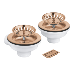  Kit de vidage sans excentreur pour éviers à 1 cuve et éviers à 1,5 cuve, cuivre (G40997DL0)