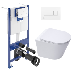 Villeroy & Boch Pack WC Bâti-support Villeroy & Boch + WC SAT sans bride et fixations invisibles + Plaque blanche (ViConnectInfinitio-2)