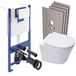 Villeroy & Boch Pack WC bâti-support Villeroy & Boch + WC SAT Infinitio + Abattant softclose + Plaque blanche + Set d'habillage