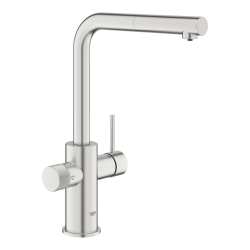 Grohe Blue Pure Minta mitigeur évier avec fonction filtration de l'eau et douchette, inox (G30601DC0)