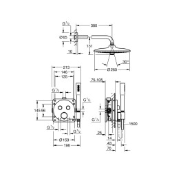  Precision SmartControl Set de douche encastrée avec façade thermostatique + Douche de tête + Douchette, chrome (G34878000)
