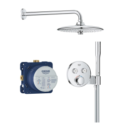 Grohe Precision SmartControl Set de douche encastrée avec façade thermostatique + Douche de tête + Douchette, chrome (G34878000)