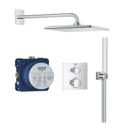 Grohe Precision Set de douche encastrée avec mitigeur thermostatique + Douche de tête + Douchette, chrome (G34881000)
