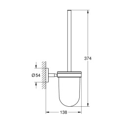  Start Cosmopolitan support mural pour brosse WC en verre avec fixations cachées, chrome (G41169000)