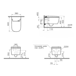V-Care Comfort WC lavant suspendu avec commandes à distance + fonctions personnalisables, blanc (5674B0403-6194)