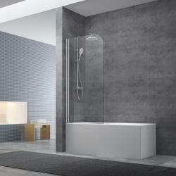 Pare-baignoire avec un panneau pivotant en verre, 150x70cm, Chrome (SATVZUNIKCRT70)