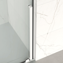 X-MOTION Porte de douche 140x200cm Coulissante, anticalcaire avec profilé blanc (SATBWIXM140NIKAB)