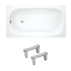Riga 130 x 70 cm baignoire gain de place 150 L en acier émaillé, sans pieds, gauche et droite, blanc (3403-SET)