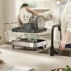 Joseph Joseph Excel™ Égouttoir à vaisselle à 2 niveaux en acier, inox (851647)
