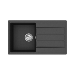Swiss Aqua Technologies 76x44 cm évier avec égouttoir réversible en Granite, à encastrer, noir (SATSINKGE3B)