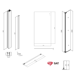 Walk-in 110x200cm Paroi et retour pivotant en verre Crystal Glass® 8 mm anticalcaire , avec bras et profilés noir mat