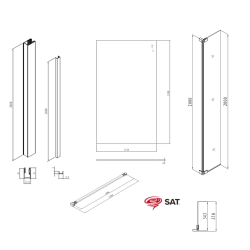 Walk-in 120x200cm Paroi et retour pivotant en verre Crystal Glass® 8 mm anticalcaire , avec bras et profilés chrome brillant