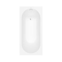 Oberon 160 x 75 cm Baignoire droite Ovale en marbre coulé, sans pieds, blanc (BQ160OBE2V-01)