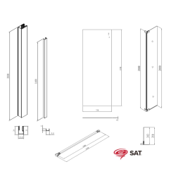 Walk-in 80x200cm Paroi et retour pivotant en verre Crystal Glass® 8 mm anticalcaire , avec bras et profilés noir mat