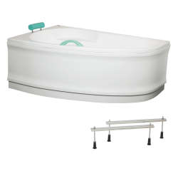 Siko 160x100 cm Laguna Fortuna Plus baignoire d'angle en acrylique, gauche + tablier 160 cm + pieds, blanc (FO1600LPLUS-SET1)