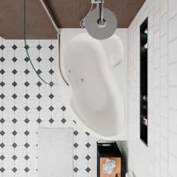 Siko 160x100 cm Fortuna Plus baignoire d'angle en acrylique, gauche + tablier + pare-baignoire, pieds, blanc (FO1600LPLUS-SETP1)