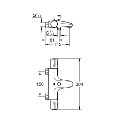  Grohtherm 800 mitigeur thermostatique bain/douche 1/2", chrome (G34568000)