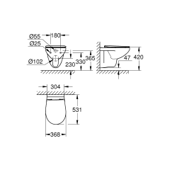  Bau Ceramic ensemble WC suspendu sans bride + abattant SoftClose en Duroplast, blanc (G39899000)