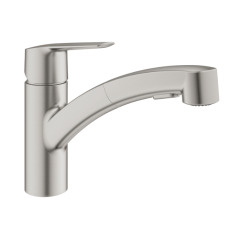 Grohe Start robinet de cuisine à bec bas avec double jet, inox (G30531DC1)
