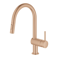 Grohe Minta mitigeur monocommande évier avec douchette 2 jets, cuivre brossé (G32321DL2)